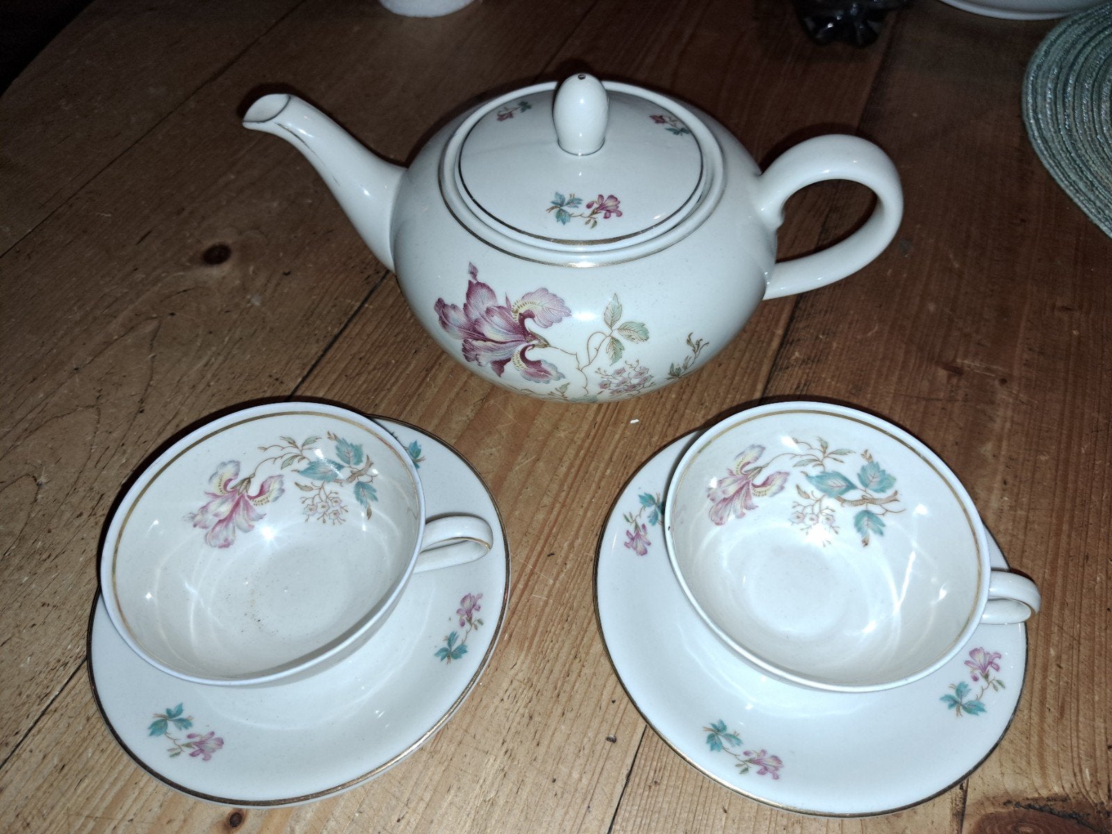 Vintage Bavaria Porselein Theeset - Theepot & 2 Kopjes, Antiek en Kunst, Ophalen of Verzenden