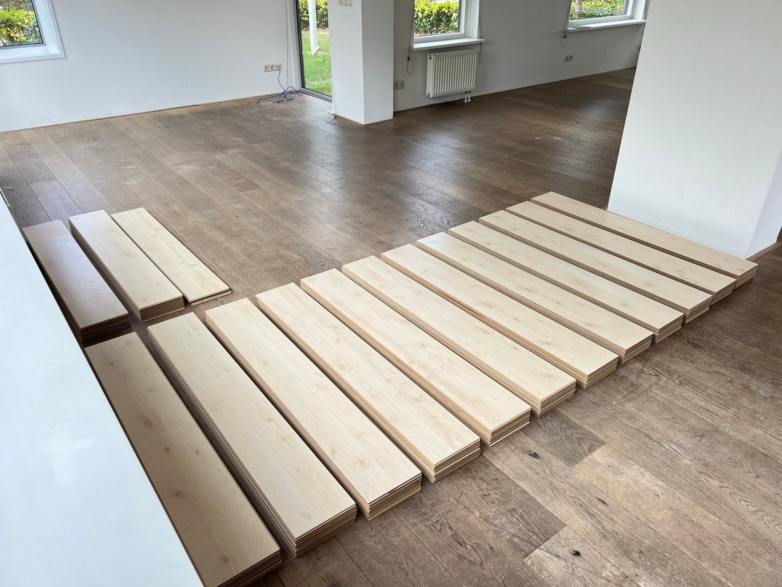 Laminaat 35m² | Licht houten kleur | Netjes gedemonteerd, Doe-het-zelf en Verbouw, Ophalen, Gebruikt, 50 tot 150 cm, 10 m² of meer