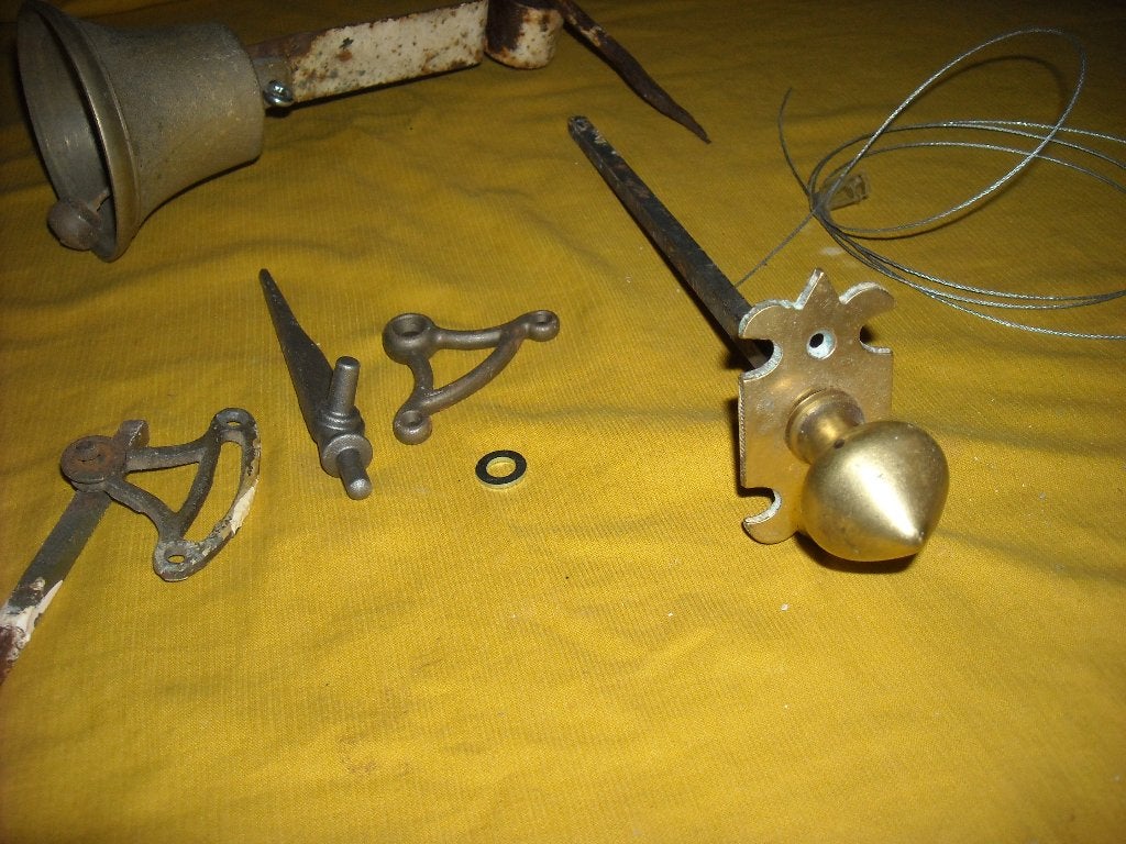 antieke trekbel set oude deurbel deur bel trekker koperen, Ophalen of Verzenden