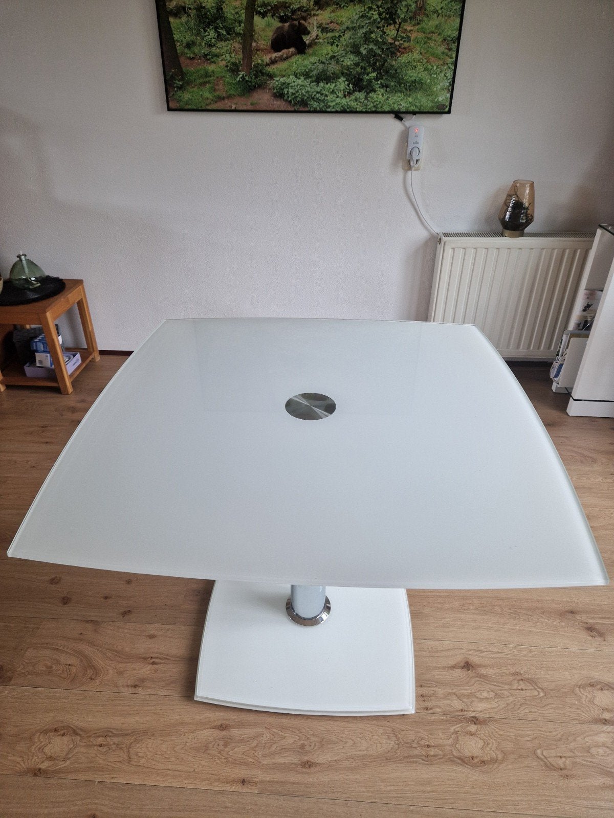 mooie eettafel 1 m bij 1  kan tot 170cm, Huis en Inrichting, Ophalen of Verzenden, Zo goed als nieuw, 100 cm, Glas