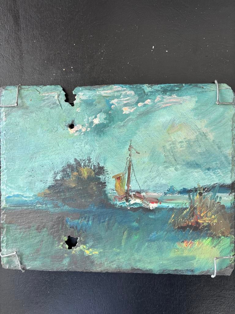 Schilderij op leisteen door Martinus Middelhoek, Ophalen of Verzenden