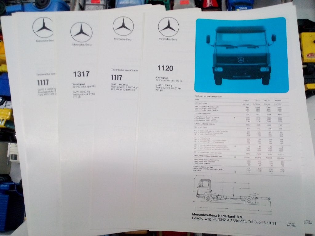 7x Mercedes Ecoliner specificatie brochures folders oa 1120, Ophalen of Verzenden, Zo goed als nieuw, Mercedes