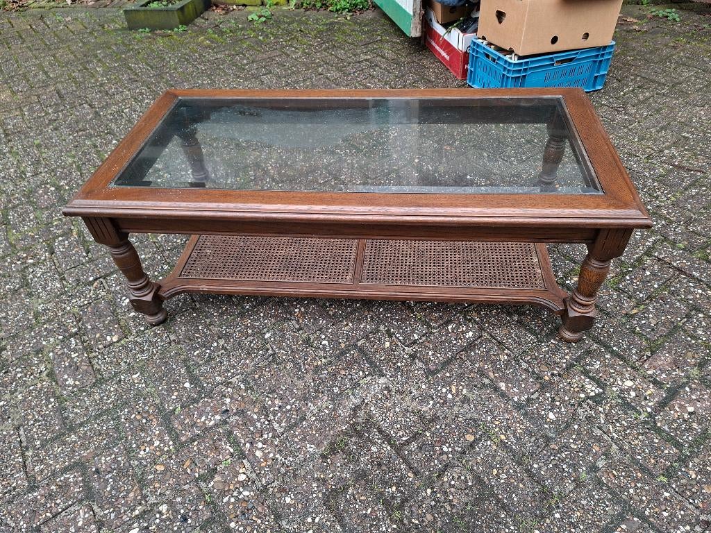 Glazen salontafel, Ophalen, Gebruikt, 100 tot 150 cm, Klassiek