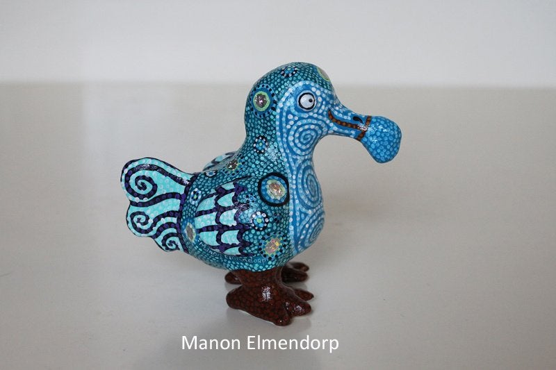 100% Handgemaakt Beeldje Dodo / Vogel Kunst Nieuw, Antiek en Kunst, Blauw, Minder dan 20 cm, Handgemaakt, Ophalen of Verzenden