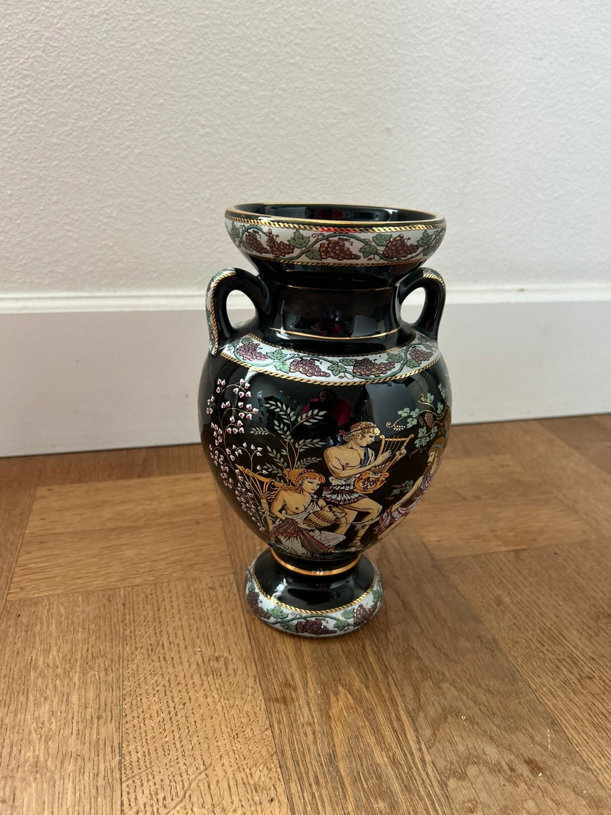 Griekse Handgemaakt Vaas met 24K Goud Jadis (Klassiek Zwart), Antiek en Kunst, Antiek | Vazen, Ophalen of Verzenden