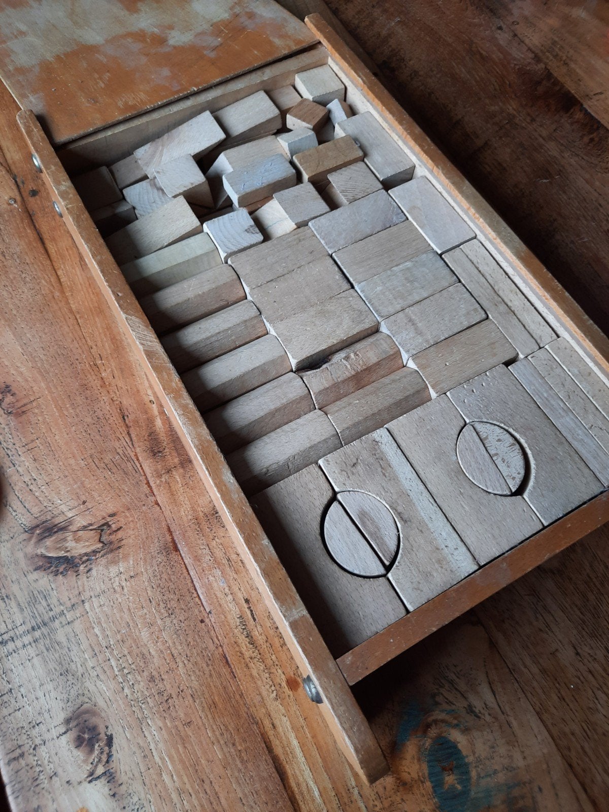 Vintage houten blokkendoos, Ophalen of Verzenden