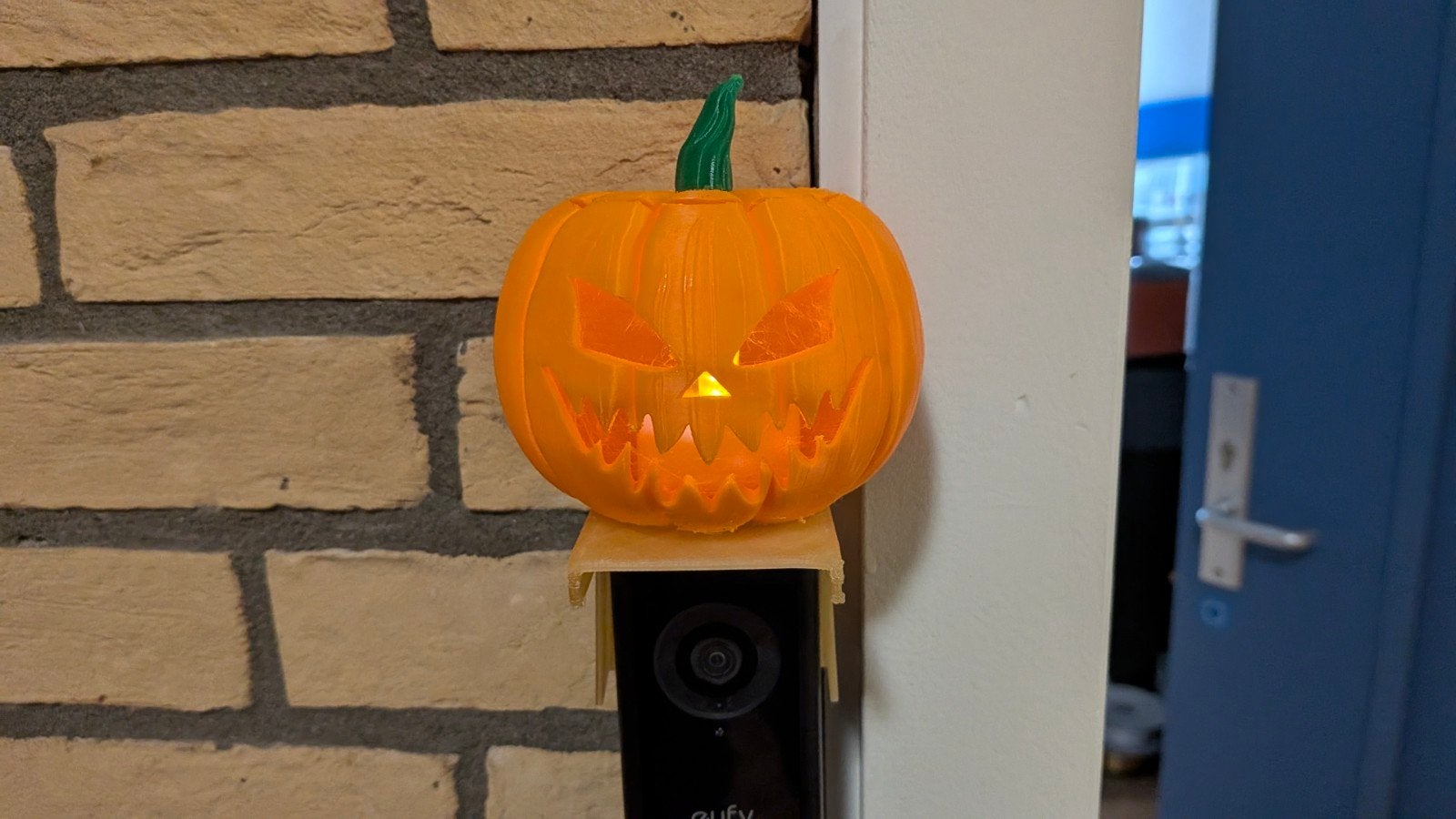 3D Geprinte Halloween Pompoen - Oranje/Groen (10 cm), Nieuw, Meerkleurig, Ophalen of Verzenden, Kunststof