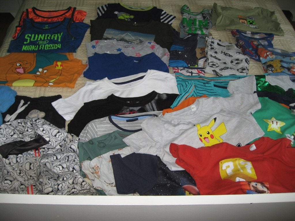 maat 122/128 zomerkledingpakket jongen ( 37 stuks), Ophalen of Verzenden, Gebruikt, Maat 128
