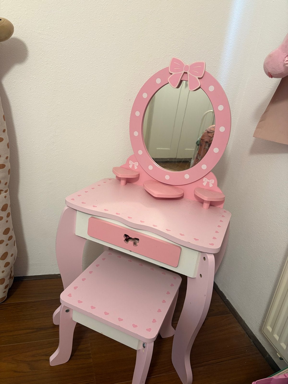 Roze meisjes kaptafel met krukje, Ophalen, Minder dan 50 cm, Zo goed als nieuw, Minder dan 100 cm