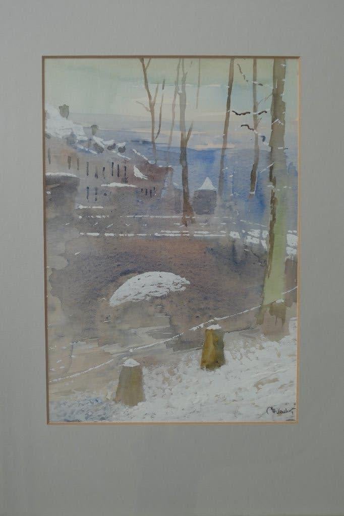 Vintage Aquarel van Walter Neuhof Maastricht, Antiek en Kunst, Verzenden, Klassiek, Stads- / dorpsgezicht
