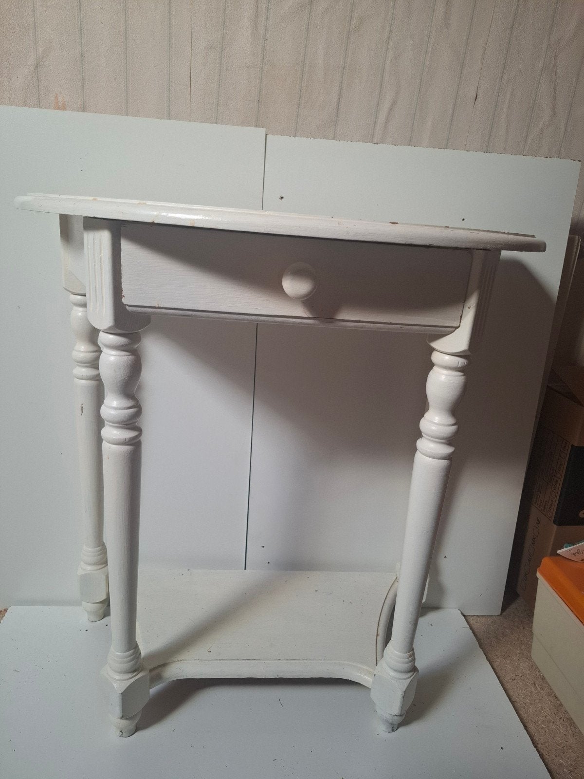 Halfronde bijzettafel met lade, opknapper, Ophalen, Gebruikt, 50 tot 100 cm, Overige vormen