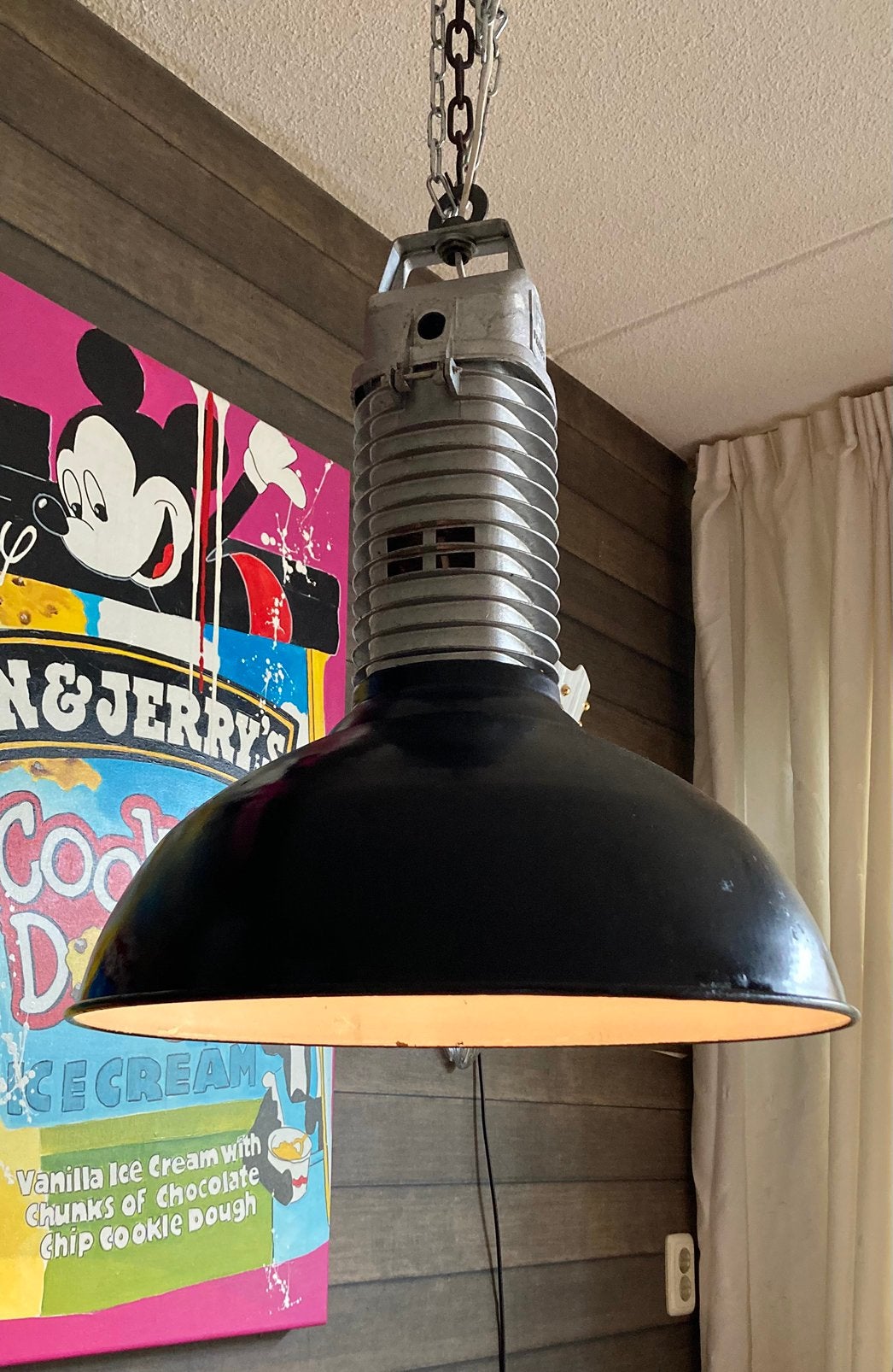 Philips Fabriekslamp 1950 - Vintage Industriële Hanglamp, Ophalen, Vintage Antiek Industrieel, 50 tot 75 cm, Overige materialen