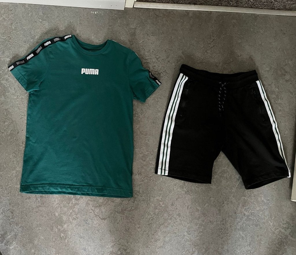 Puma (officieel) shirt ZGAN + Antonio Morato broek ZGAN 164, Puma + Antonio Morato, Ophalen of Verzenden, Zo goed als nieuw, Setje