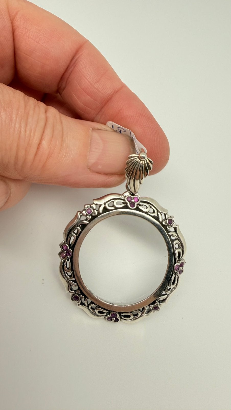Zilveren goed werkende loupe om aan ketting te hangen., Verzenden, Nieuw, Zilver, Met edelsteen