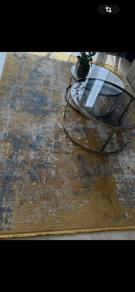 Modern Vloerkleed Goud/Oker geel/Grijs, Ophalen, Bruin, 150 tot 200 cm, 200 cm of meer