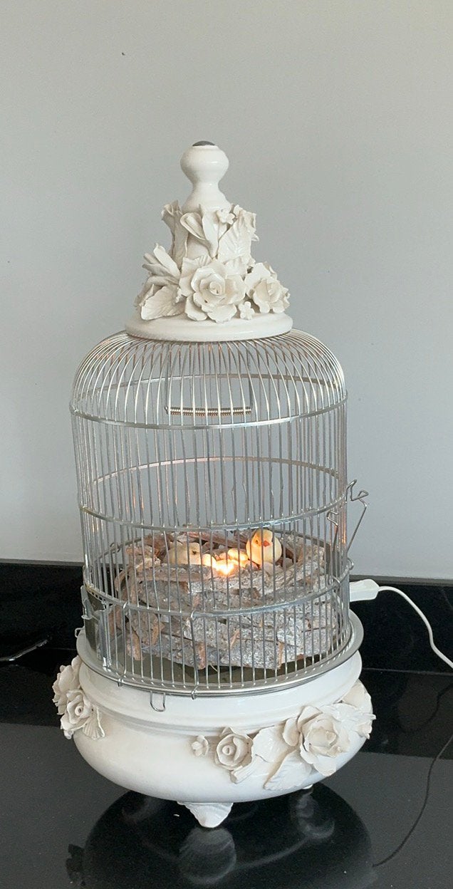 Vogelkooi, schemerlamp. Dezing. Uniek, Ophalen, Zo goed als nieuw, Keramiek, Schemerlamp