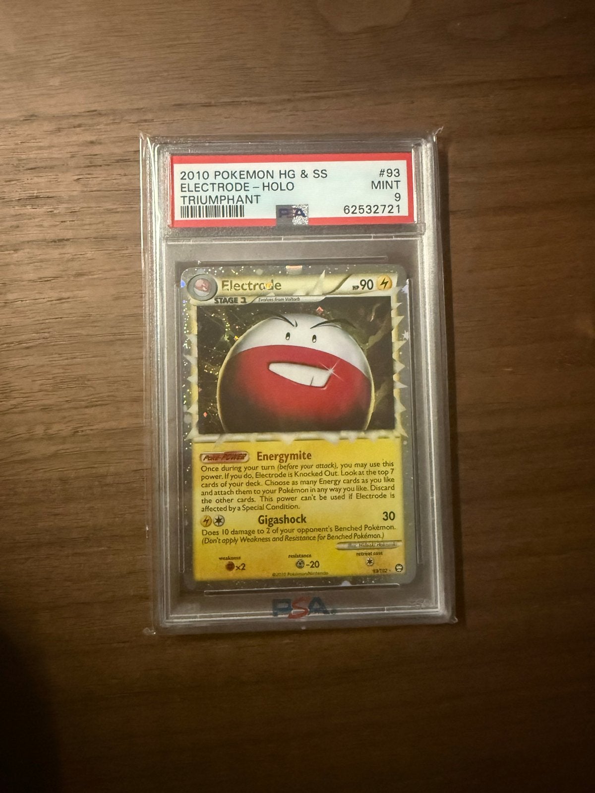 Pokemon Electrode Holo 2010 - PSA 9 #93, Ophalen of Verzenden, Zo goed als nieuw, Losse kaart, Foil