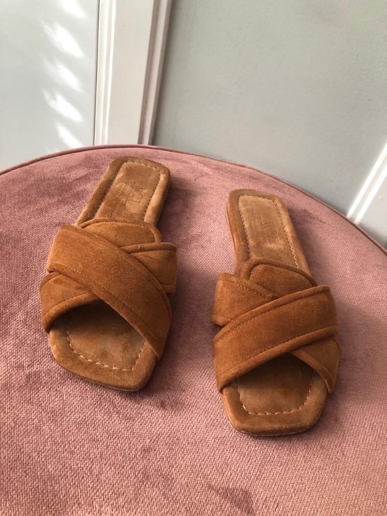 agl haselnut suede sandals slippers | 37, Kleding | Dames, Schoenen, Slippers, Bruin, Verzenden, Nieuw