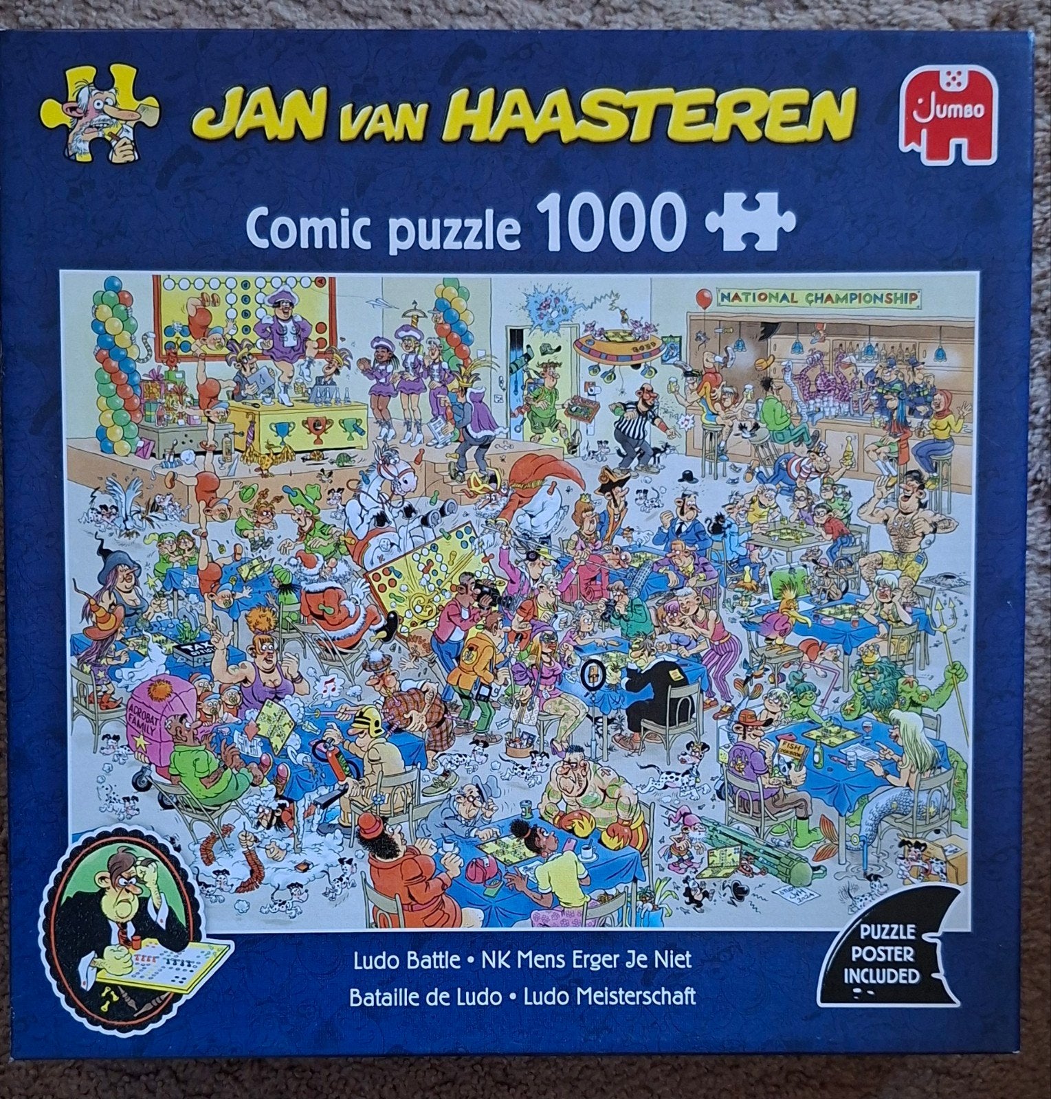 Jan van Haasteren. NK mens erger je niet. Comic puzzel 1000, Ophalen of Verzenden, 500 t/m 1500 stukjes, Zo goed als nieuw