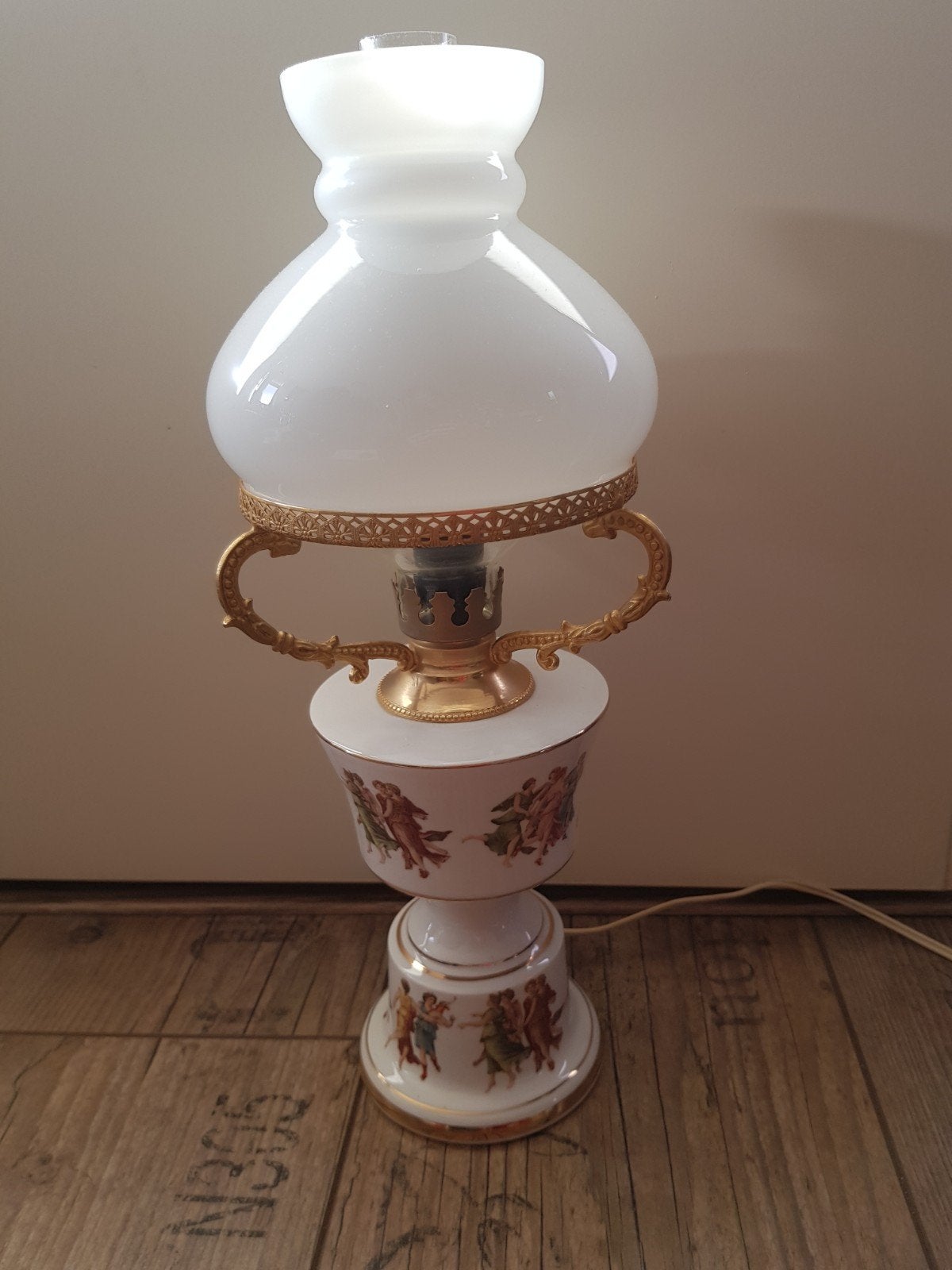 vintage lamp engeltjes Italiaans porselein Hollywood Regency, Ophalen of Verzenden