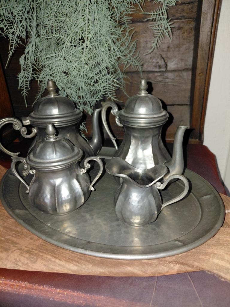 Tinnen set  koffie/ thee., Antiek en Kunst, Ophalen