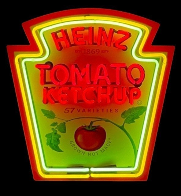 Heinz tomato ketchup neon en veel andere USA decoratie neons, Verzamelen, Lichtbak of (neon) lamp, Nieuw, Ophalen of Verzenden