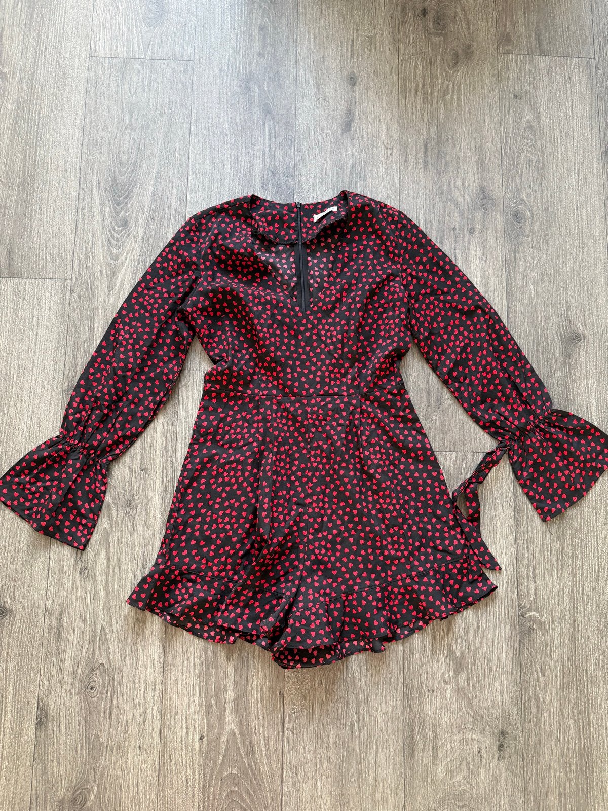 Loavies playsuit met hartjesprint mt.S, Kleding | Dames, Zwart, Ophalen of Verzenden, Zo goed als nieuw, Maat 36 (S)