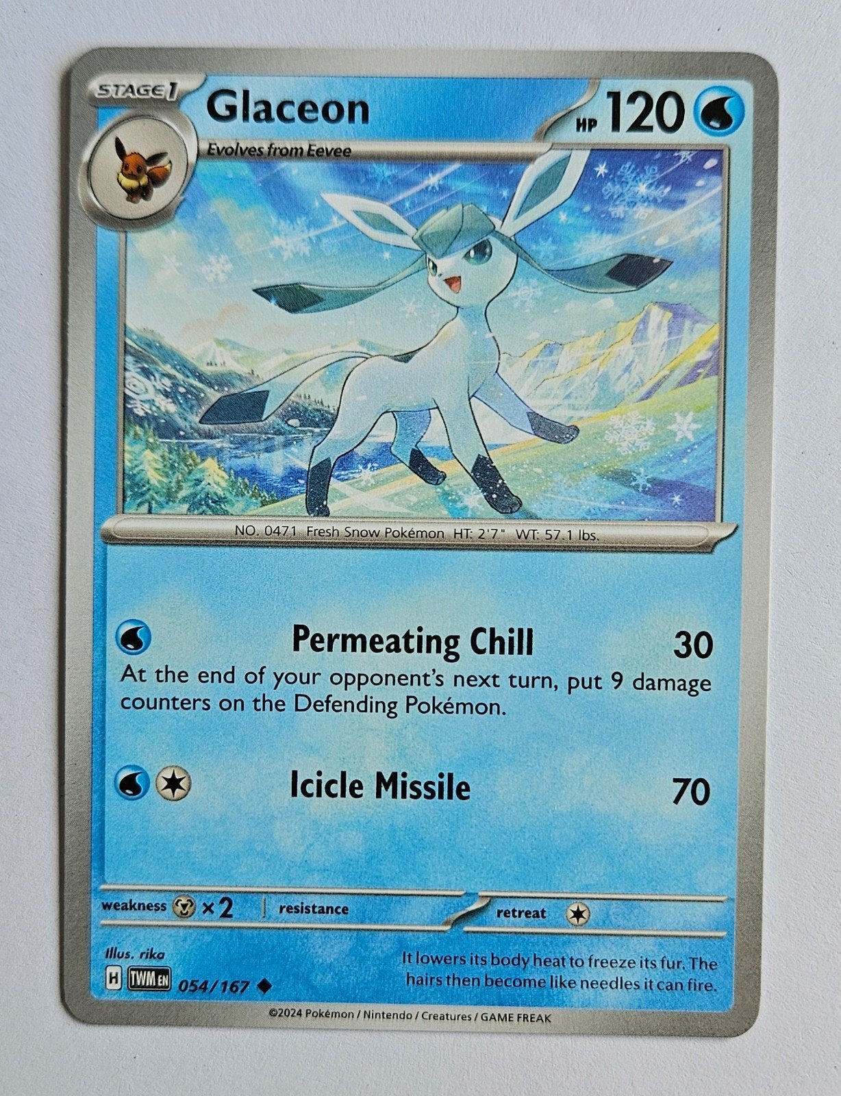 Pokémon Twilight Masquerade Glaceon #54, Ophalen of Verzenden, Zo goed als nieuw