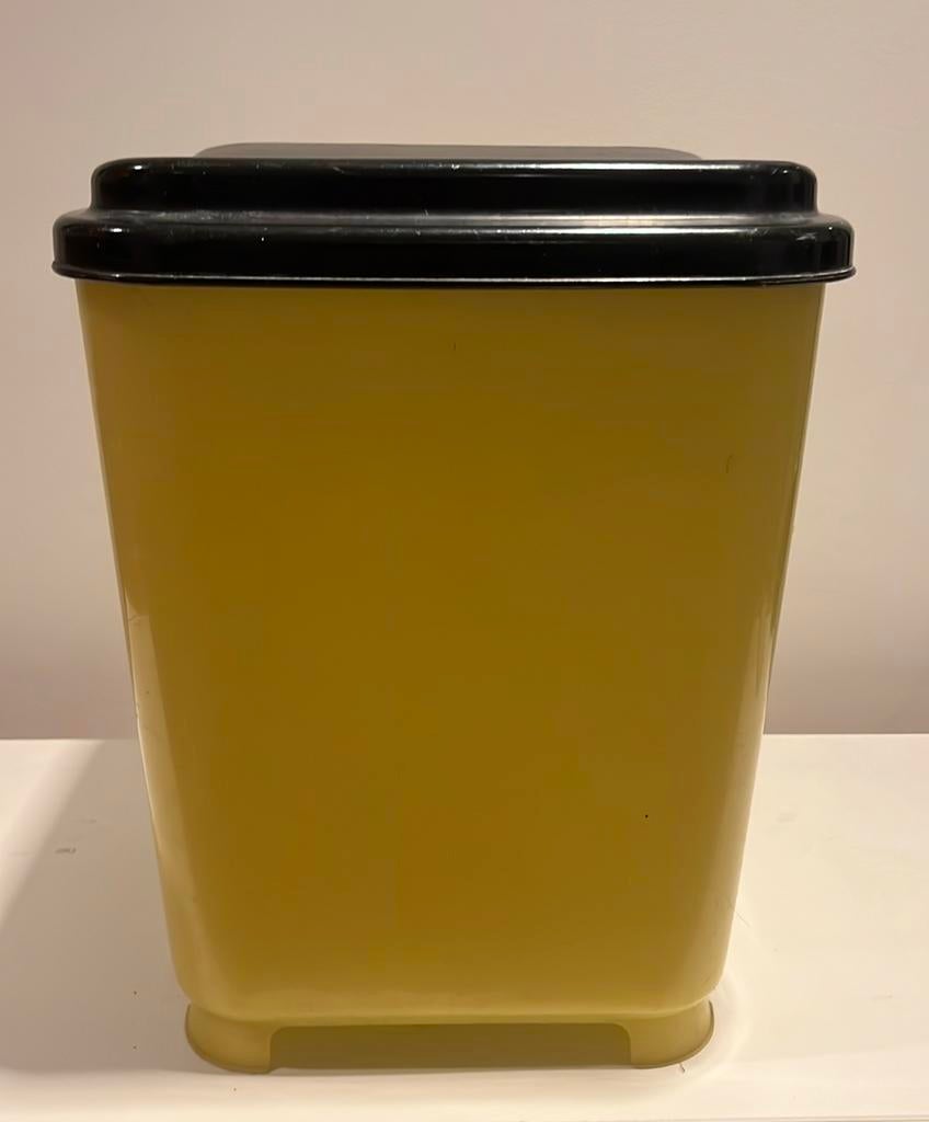 Vintage Lustro-Ware Wasmand Geel-Zwart Carlona Polypropylene, Verzamelen, Retro, Ophalen, Huis en Inrichting