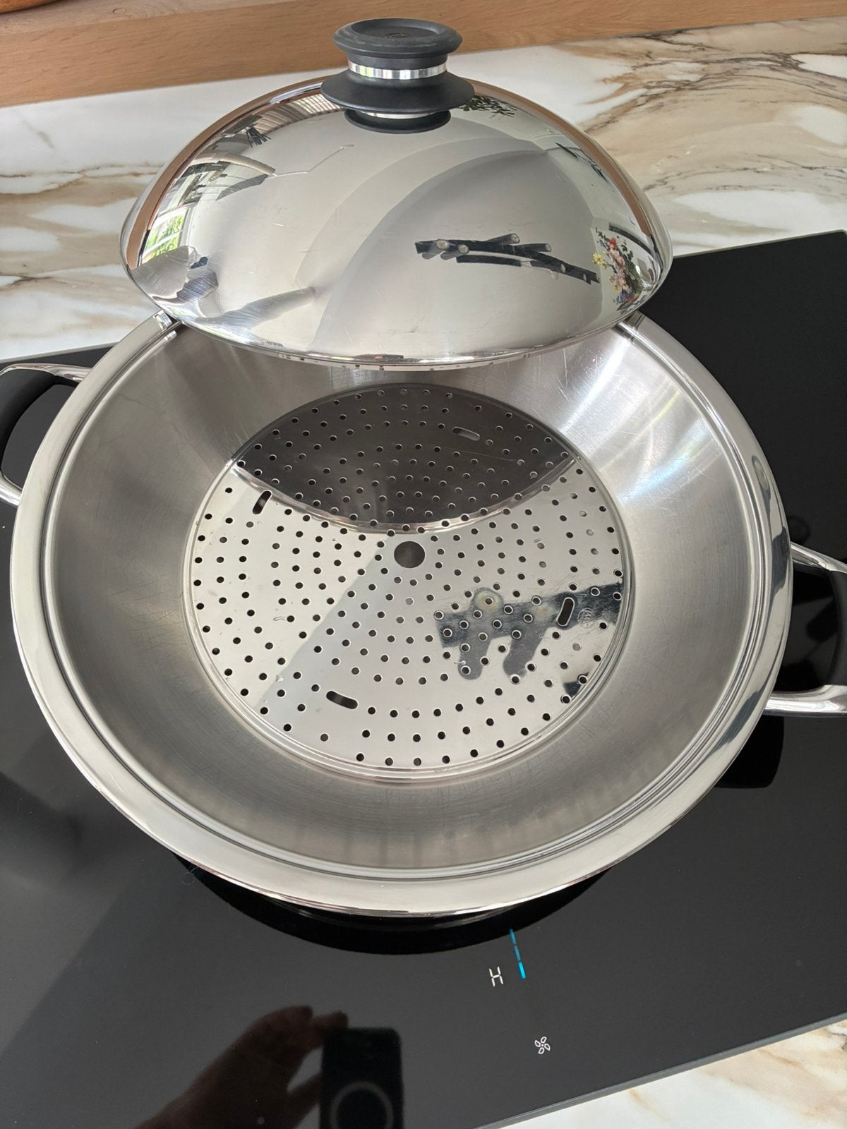 AMC grote wok 5,6 liter softline, Ophalen of Verzenden, Rvs, AMC, Wok