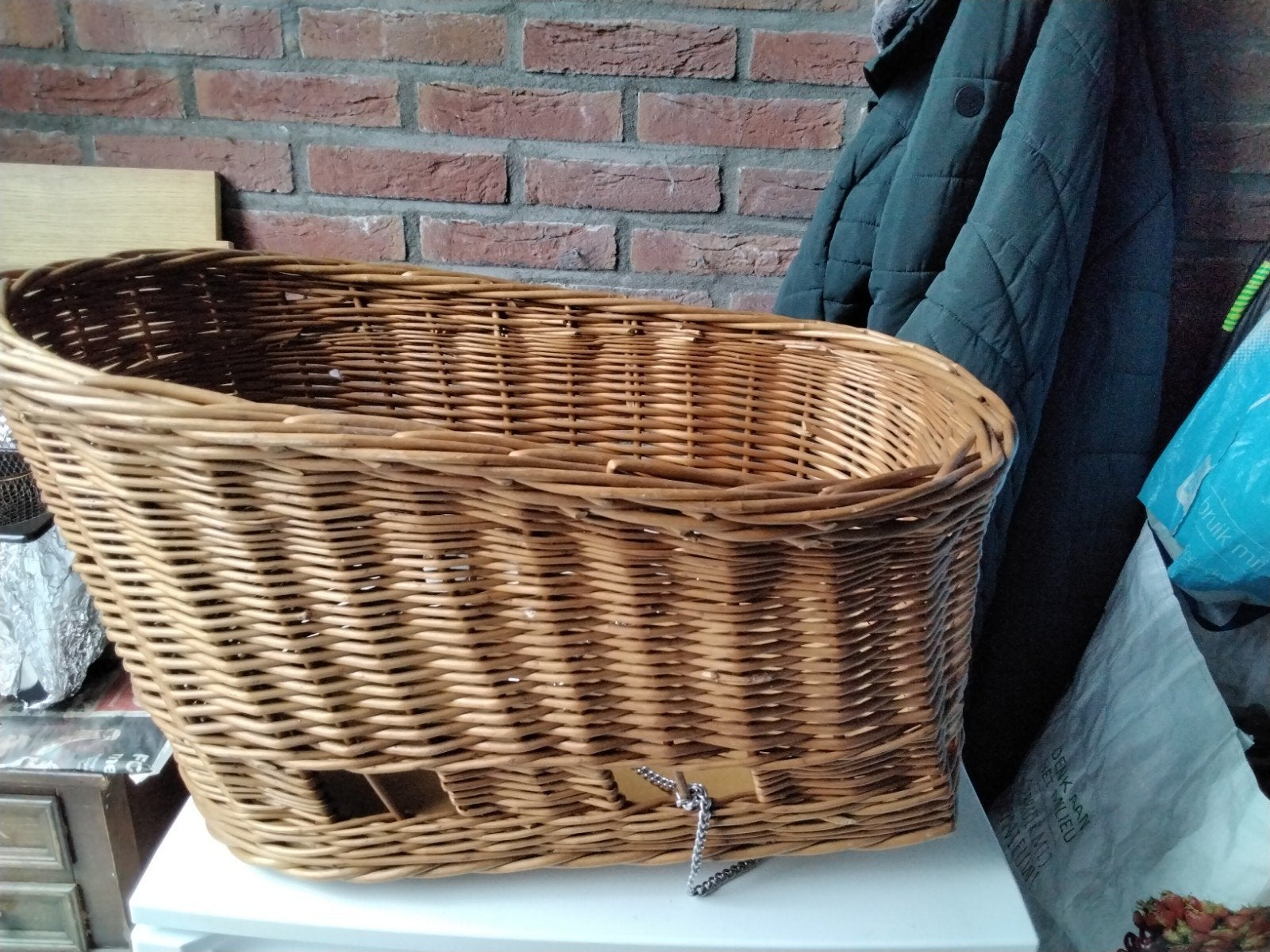 Gevlochten fietsmand - Zo goed als nieuw, Ophalen, Zo goed als nieuw, Fietsmand, Onbekend