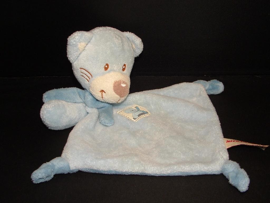 NICOTOY BEER KNUFFELDOEK VELOURS BLAUW/WIT MET 3, Kinderen en Baby's, Speelgoed | Knuffels en Pluche, Verzenden, Nieuw, Overige typen