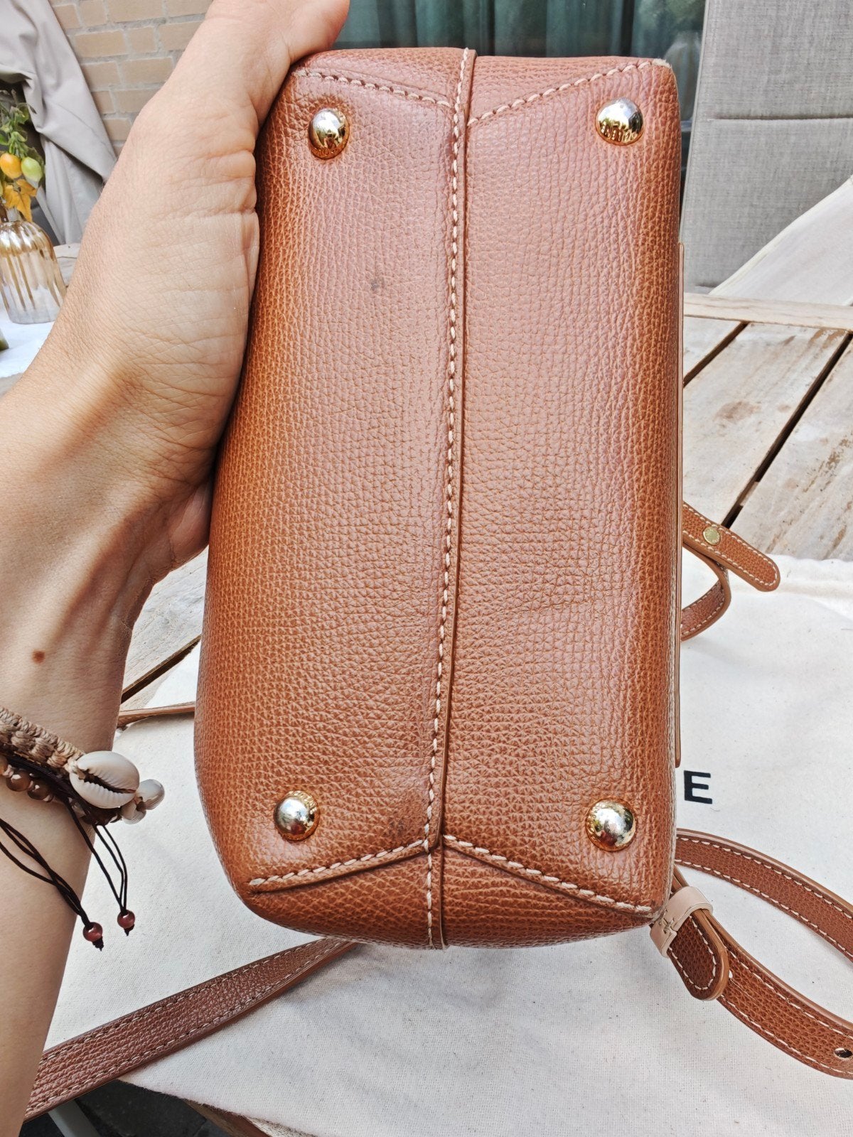 Polène Trio Caramel Edition Handtas, Sieraden, Tassen en Uiterlijk, Verzenden, Gebruikt, Bruin, Handtas