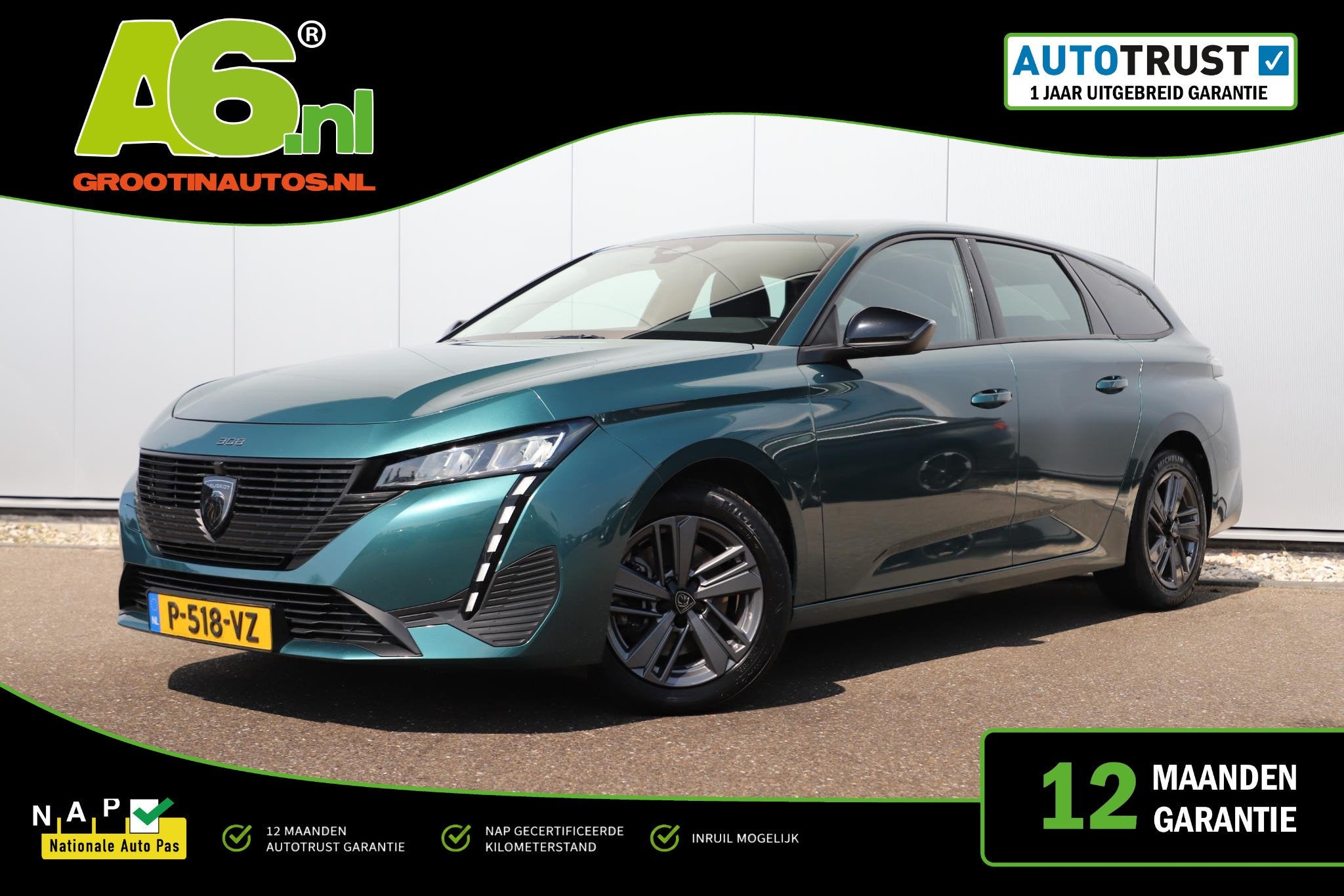 Peugeot 308 SW 1.2 PureTech Active Pack Business 131PK Autom, Auto's, Peugeot, Stof, Gebruikt, Euro 6, 1199 cc