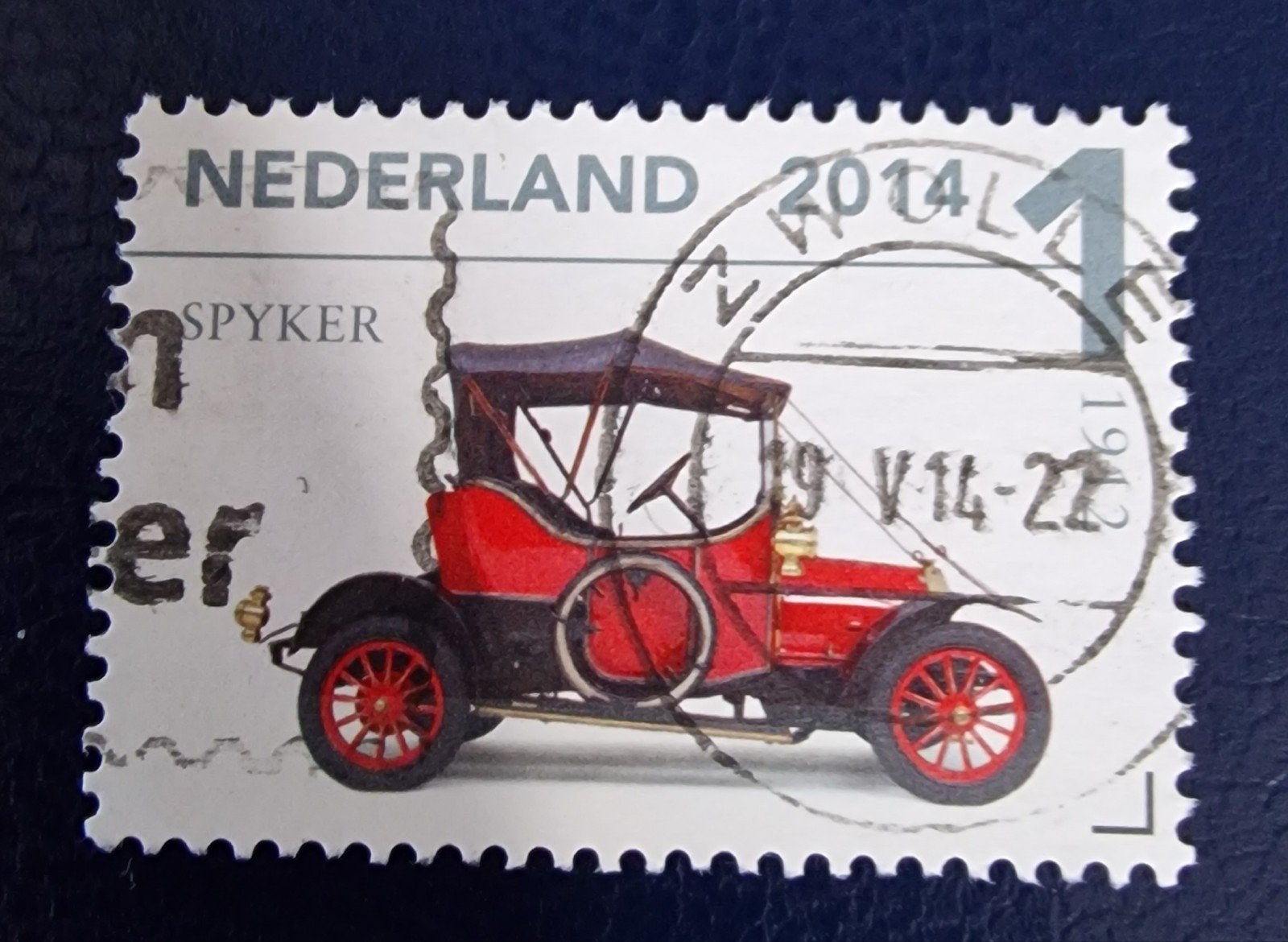 kv733 Nederland postzegel 2014 Spyker auto gestempeld, Ophalen of Verzenden, Na 1940, Gestempeld