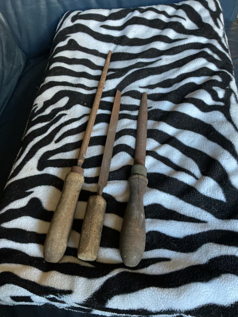 Vintage Vijlenset - 3 Stuks met Houten Handvatten, Ophalen of Verzenden