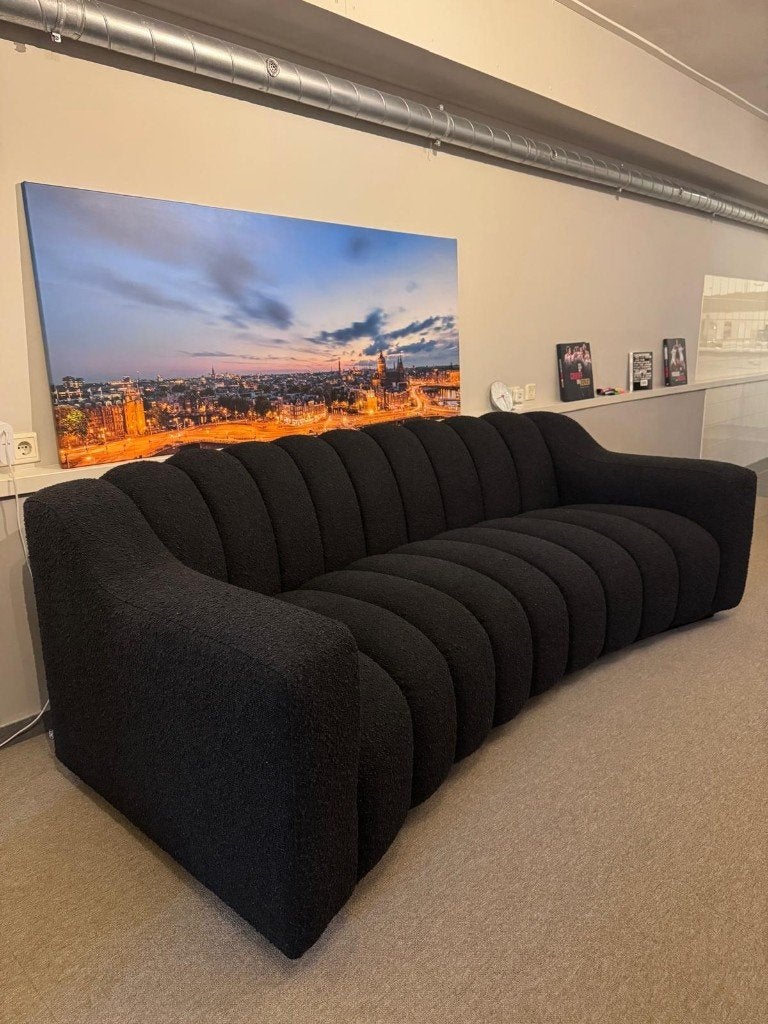 Eichholtz Sofa Kelly - Bouclé Black, Ophalen, 100 tot 125 cm, Driepersoons, Zo goed als nieuw