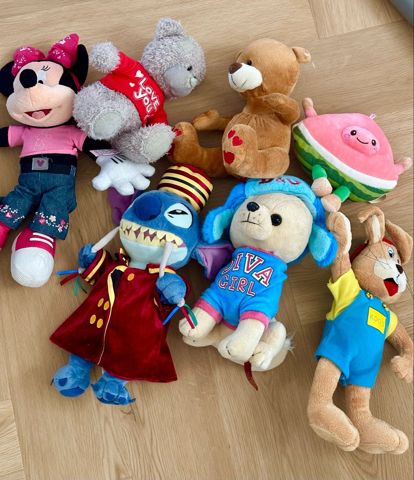Grote collectie knuffels: Disney, Tatty Teddy, Stitch en mee, Ophalen, Disney, Beer, Blauw