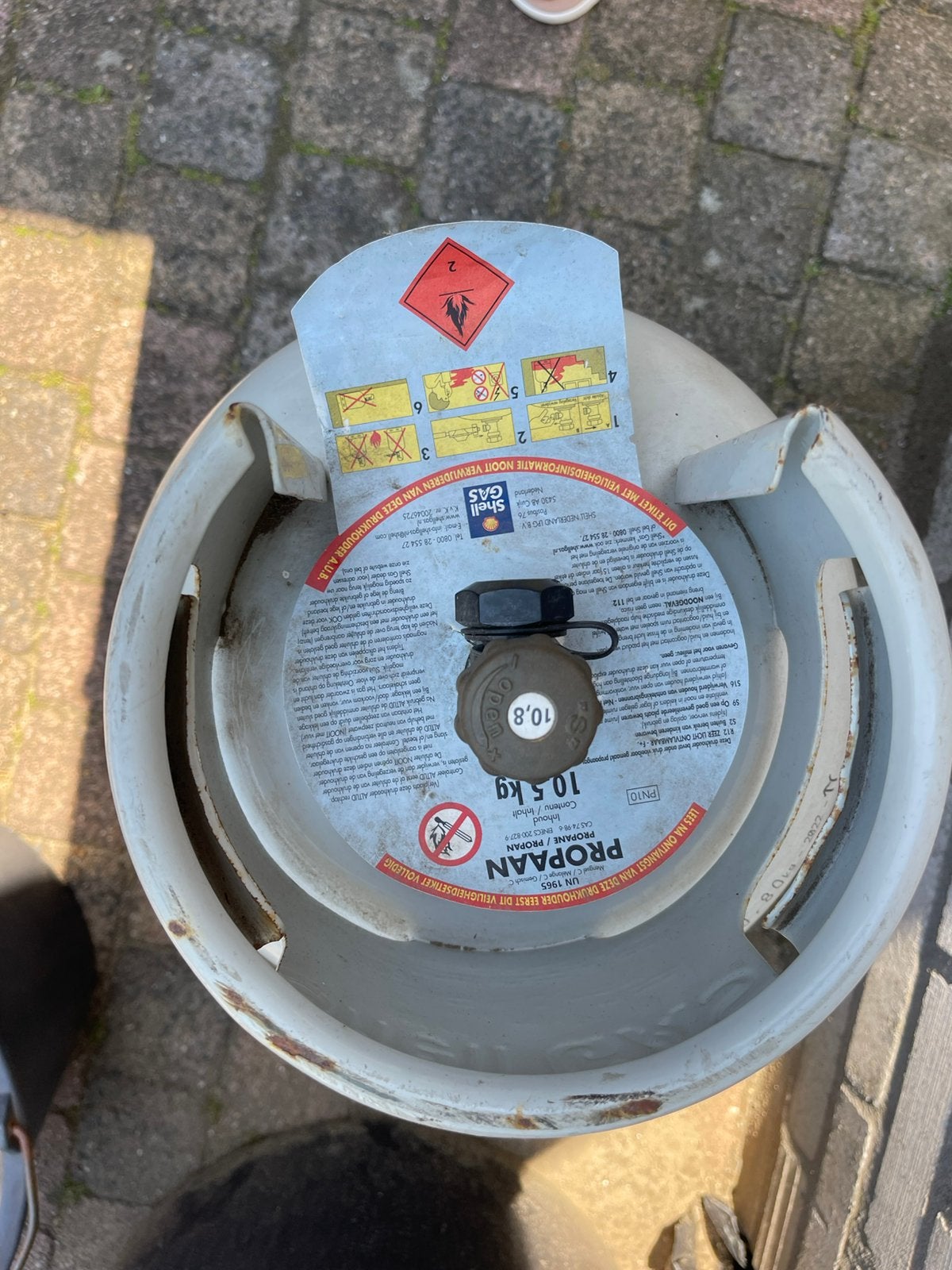 Gasfles voor propaan of butaan gas, Ophalen, Zo goed als nieuw, Afzuiger