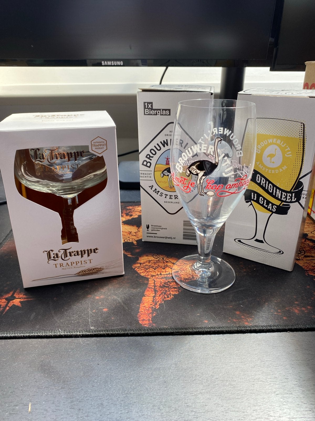 Bierglazen: 2x Brouwerij 't IJ en 1x La Trappe bokaal, Nieuw, Ophalen of Verzenden, Overige merken, Glas