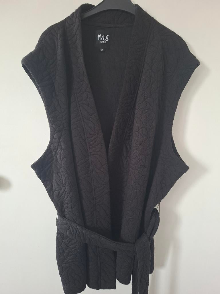 MS Mode Zwart Gewatteerd mouwloos vest met 52, Zwart, Maat 46/48 (XL) of groter, Ophalen of Verzenden, MS Mode