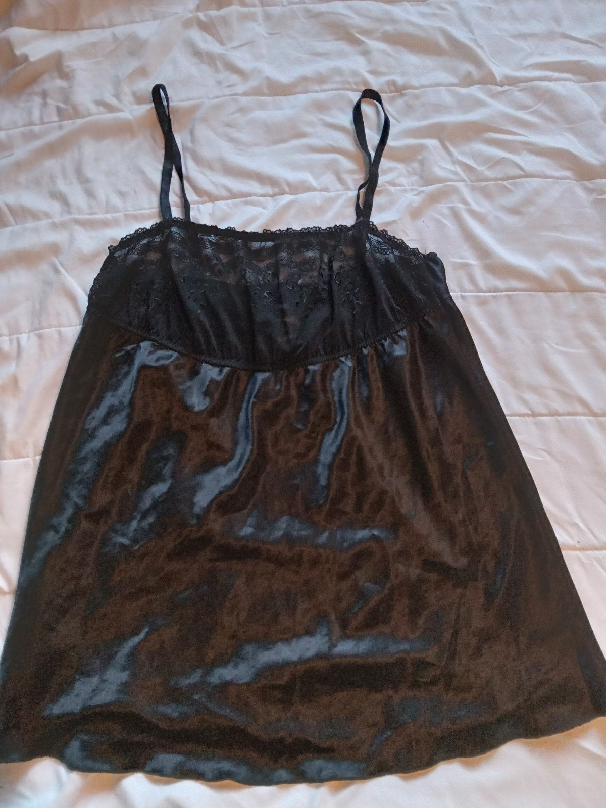 babydoll zwart satijn maat 44/46, Ophalen of Verzenden, Zwart, Nachtkleding