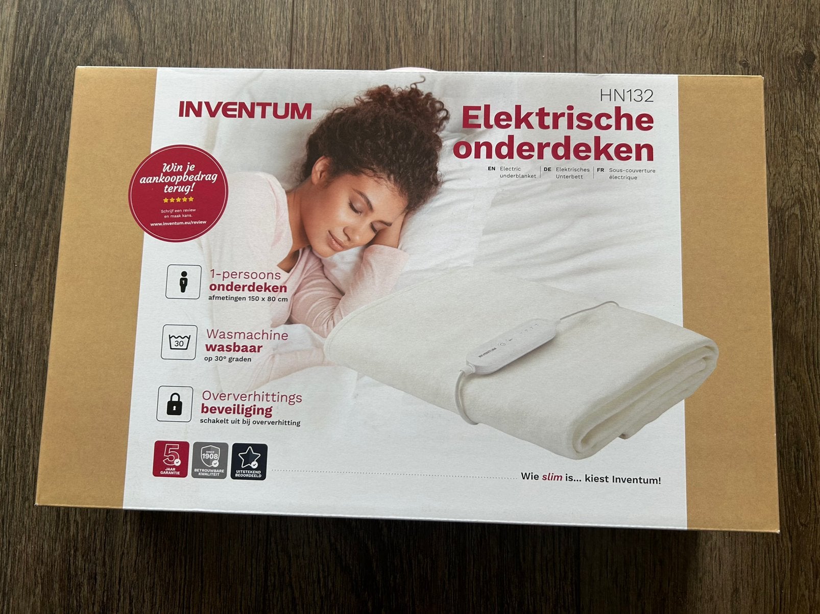 1-pers electrische deken Inventum HN132 NIEUW, Huis en Inrichting, Eenpersoons, Wit, Nieuw, Ophalen of Verzenden