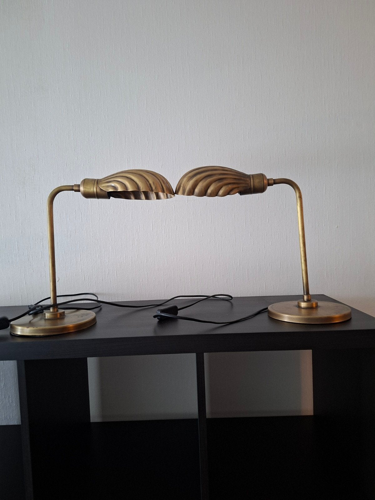 Vintage Messing Schelplamp - 30 cm hoog, Ophalen