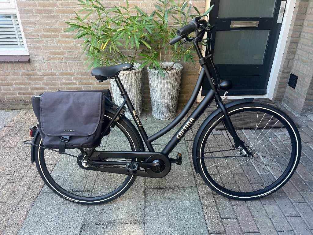 Cortina U1RB damesfiets Matt Black in nieuwstaat!!, Fietsen en Brommers, Fietsen | Dames | Damesfietsen, Velgrem, 47 tot 50 cm