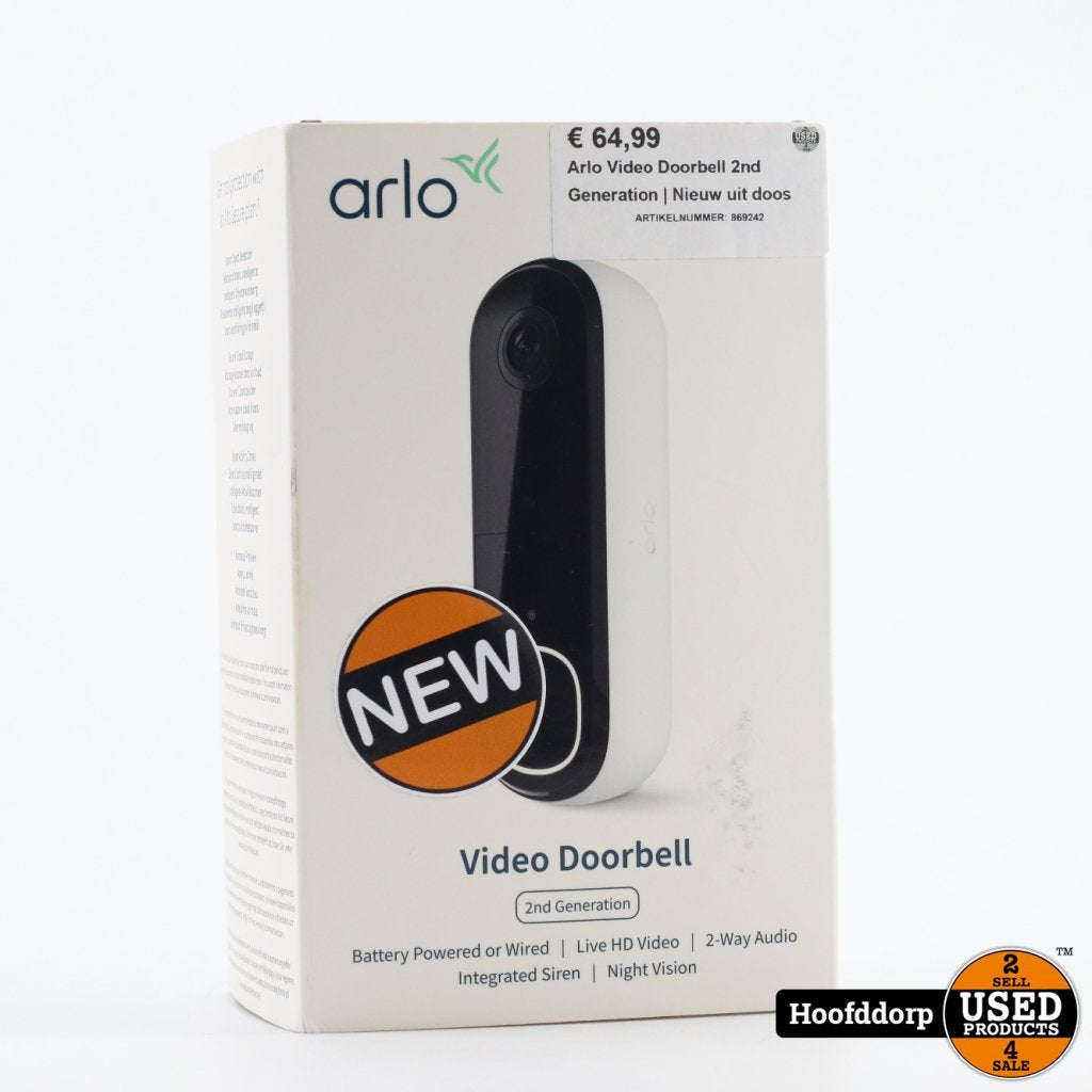Arlo Video Doorbell 2nd Generation | Nieuw uit doos, Huis en Inrichting, Arlo, Zo goed als nieuw, Support@arlo.com, 2200 Faraday Avenue, Suite 150
Carlsbad, CA 92008
USA