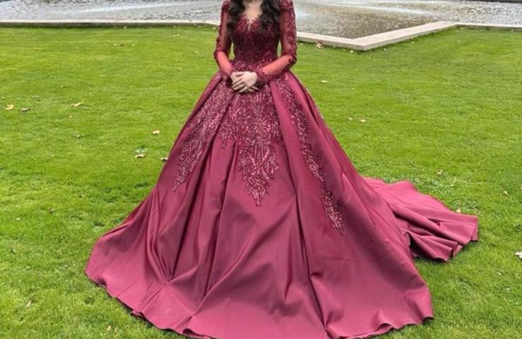 Henna jurk / kına elbise Bordeaux, Kleding | Dames, Ophalen of Verzenden, Zo goed als nieuw, Rood, Trouwjurk