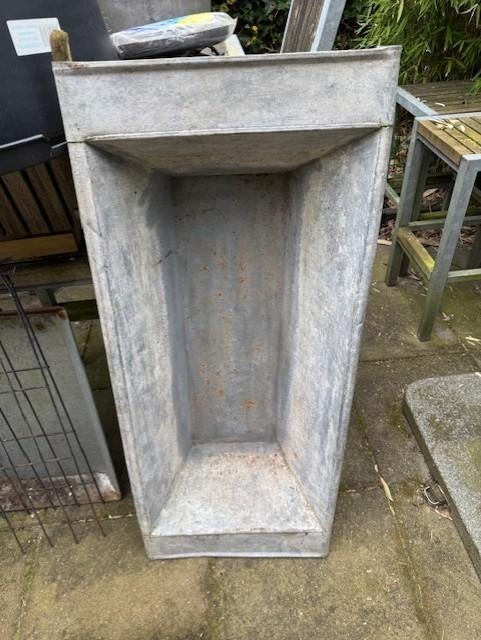 vintage zinken trog water plantenbak, Ophalen, Gebruikt