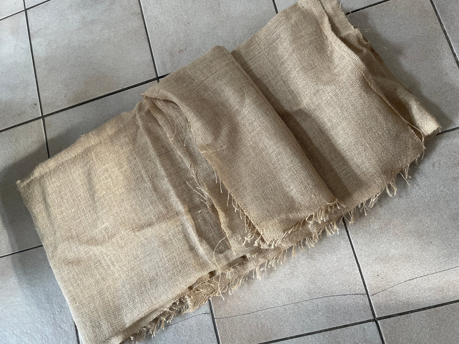 Jute lap 160x160 cm - Natuurlijke decoratie stof, Overige materialen, Gebruikt, 120 cm of meer, Beige