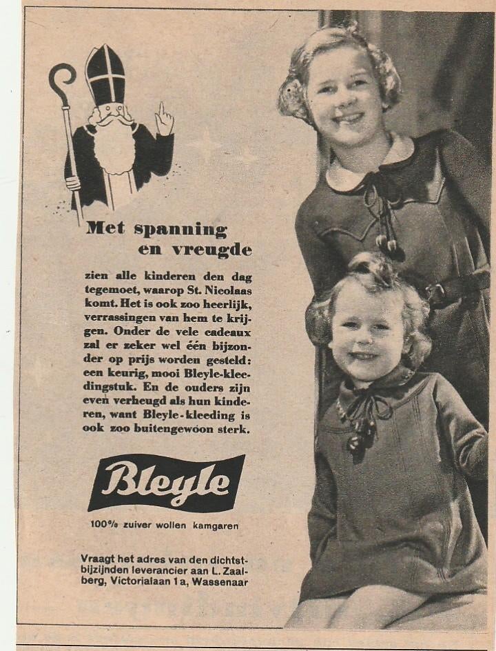 Retro reclame 1938 Bleyle kindermode meisjes Sint geschenk, Verzenden, Overige typen
